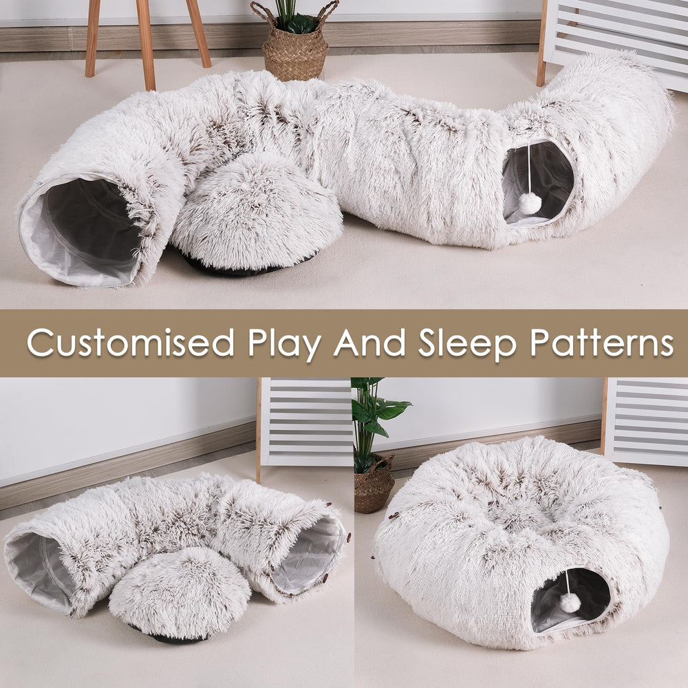 Baseola cat tunnel bed brown color fits indoor decor beautifully.