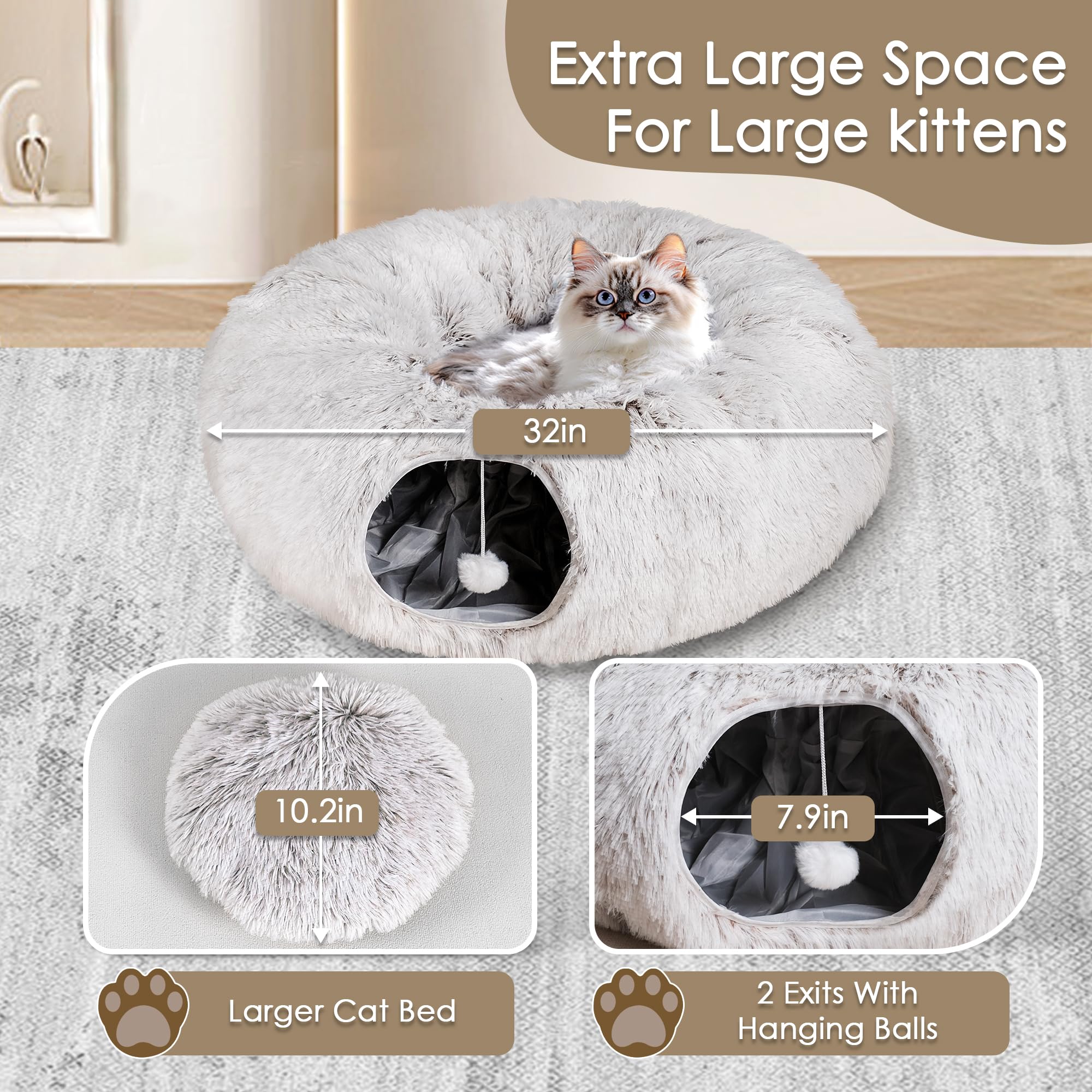 Baseola cat tunnel bed diy adjustment illustration with buckles enables custom tunnel shapes.