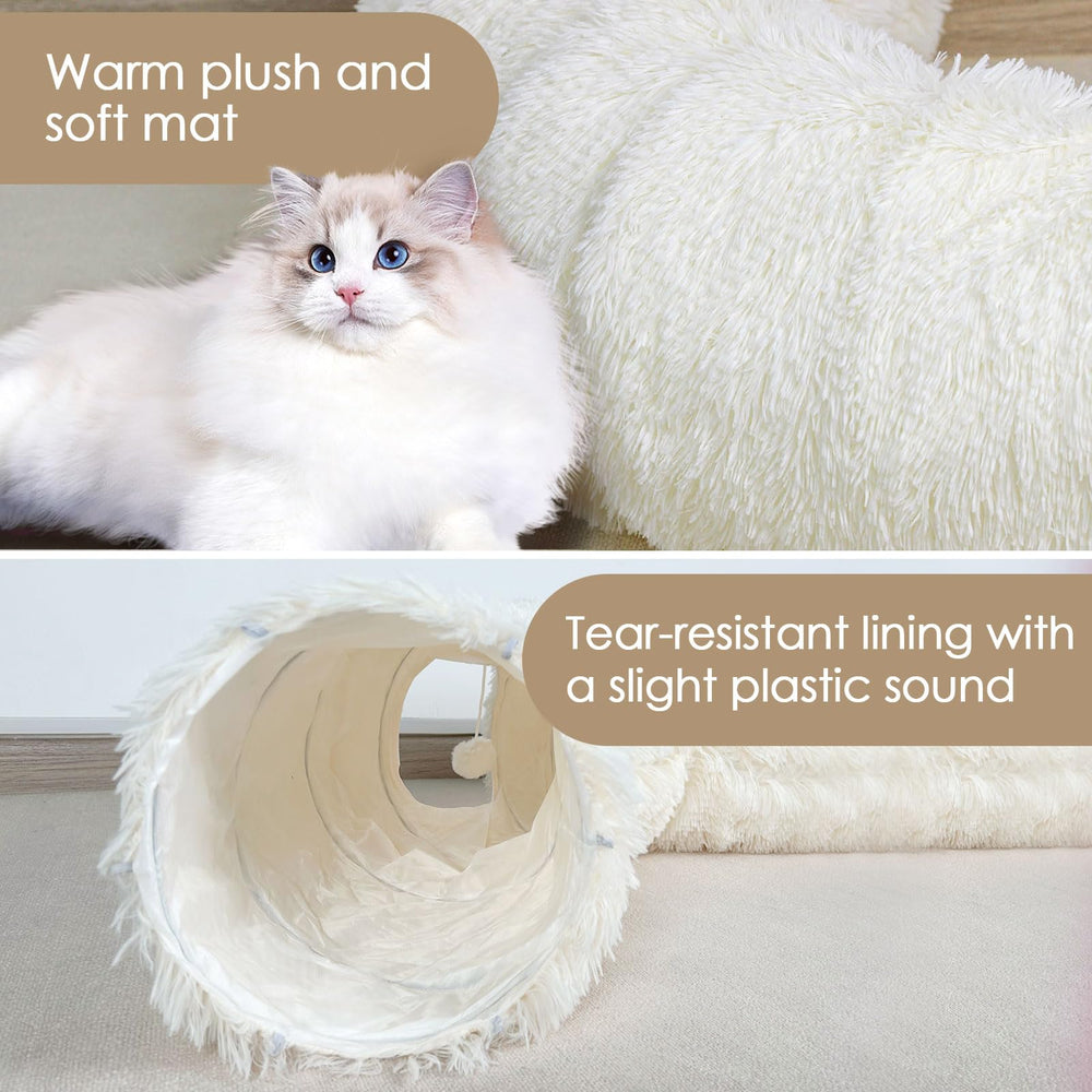 Baseola cat tunnel bed inside-space highlights spacious design for multiple kittens to play.