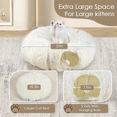 Baseola cat tunnel bed large-opening enables free movement for bigger pets during play.