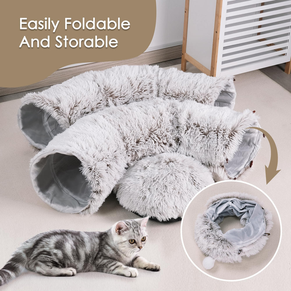 Baseola cat tunnel bed open design showcases easy access and pet freedom.