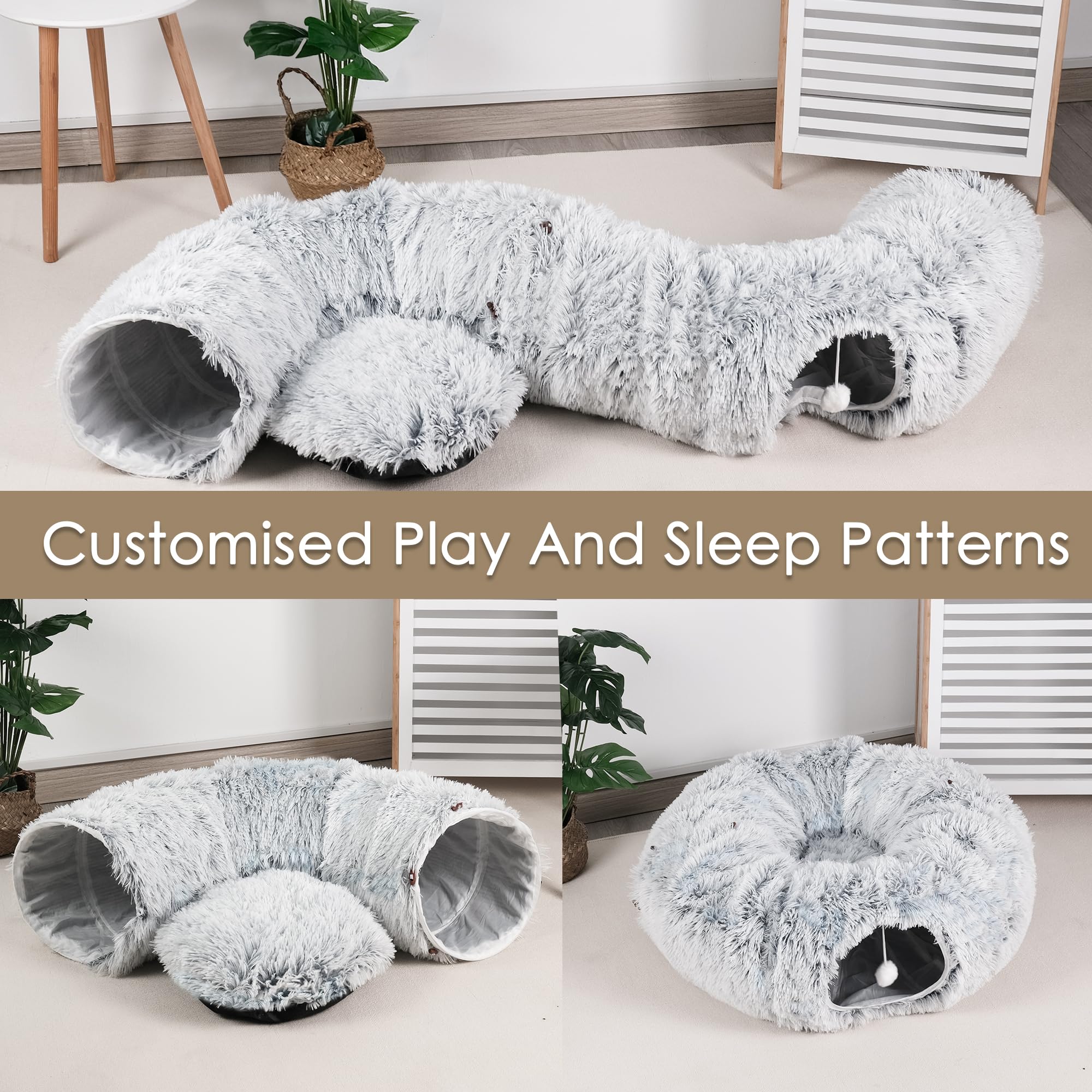 Baseola cat tunnel bed removable-washable mat simplifies cleaning