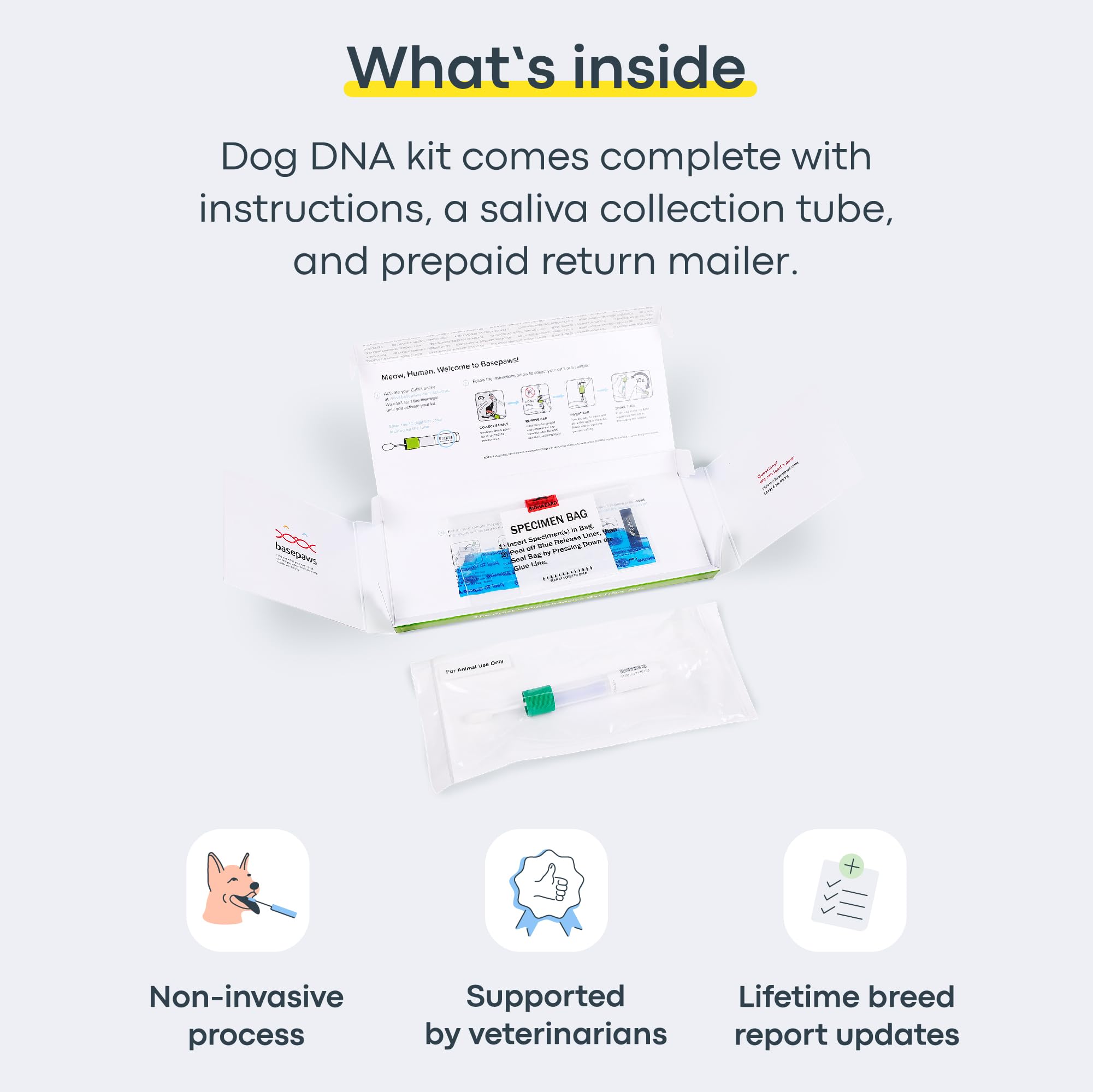 Basepaws dog DNA kit vet-approved seal signaling trusted insights.
