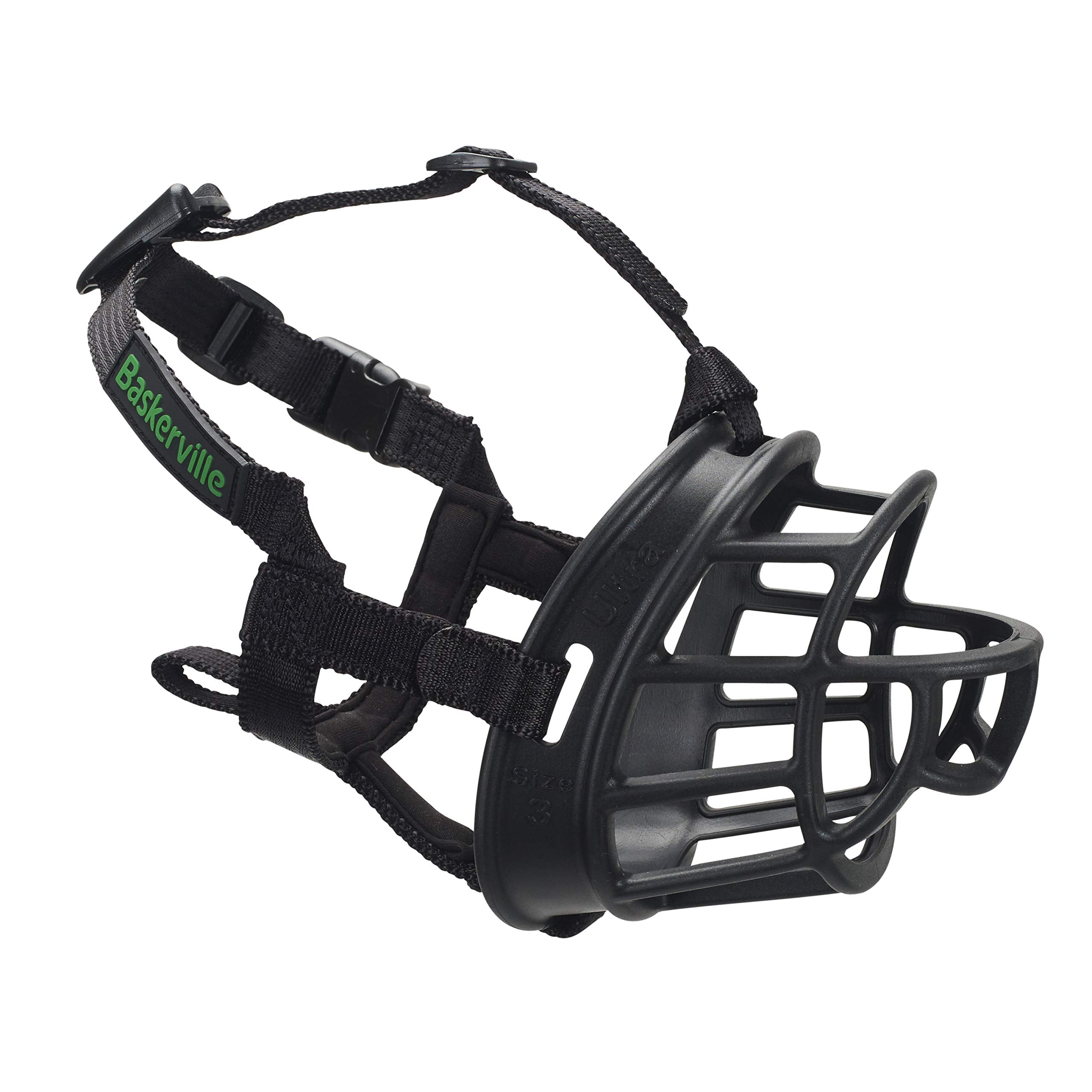 Baskerville Ultra Muzzle side view in black size 3 for controlled handling