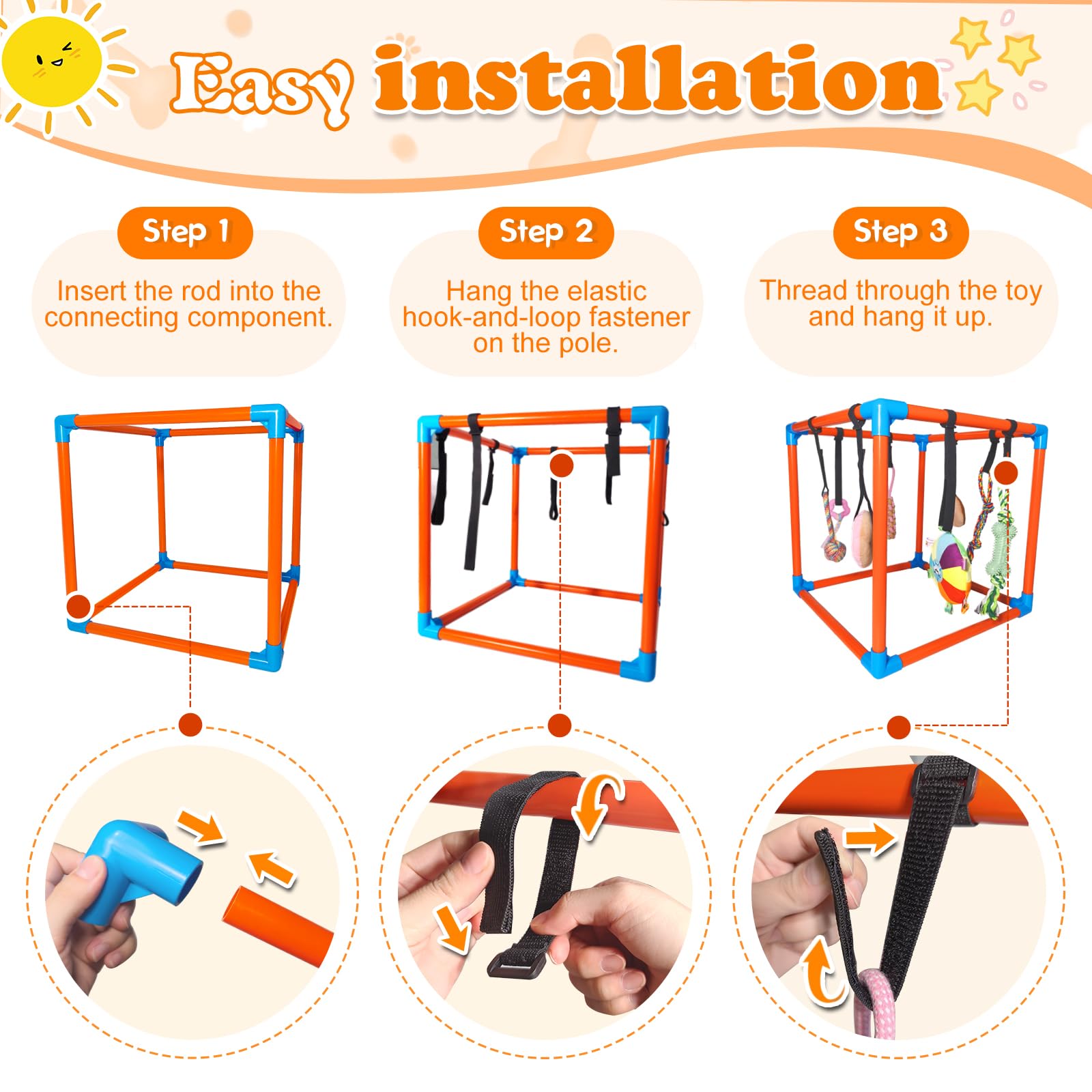 BASTIPETA Puppy Play Gym compact design fits small spaces.