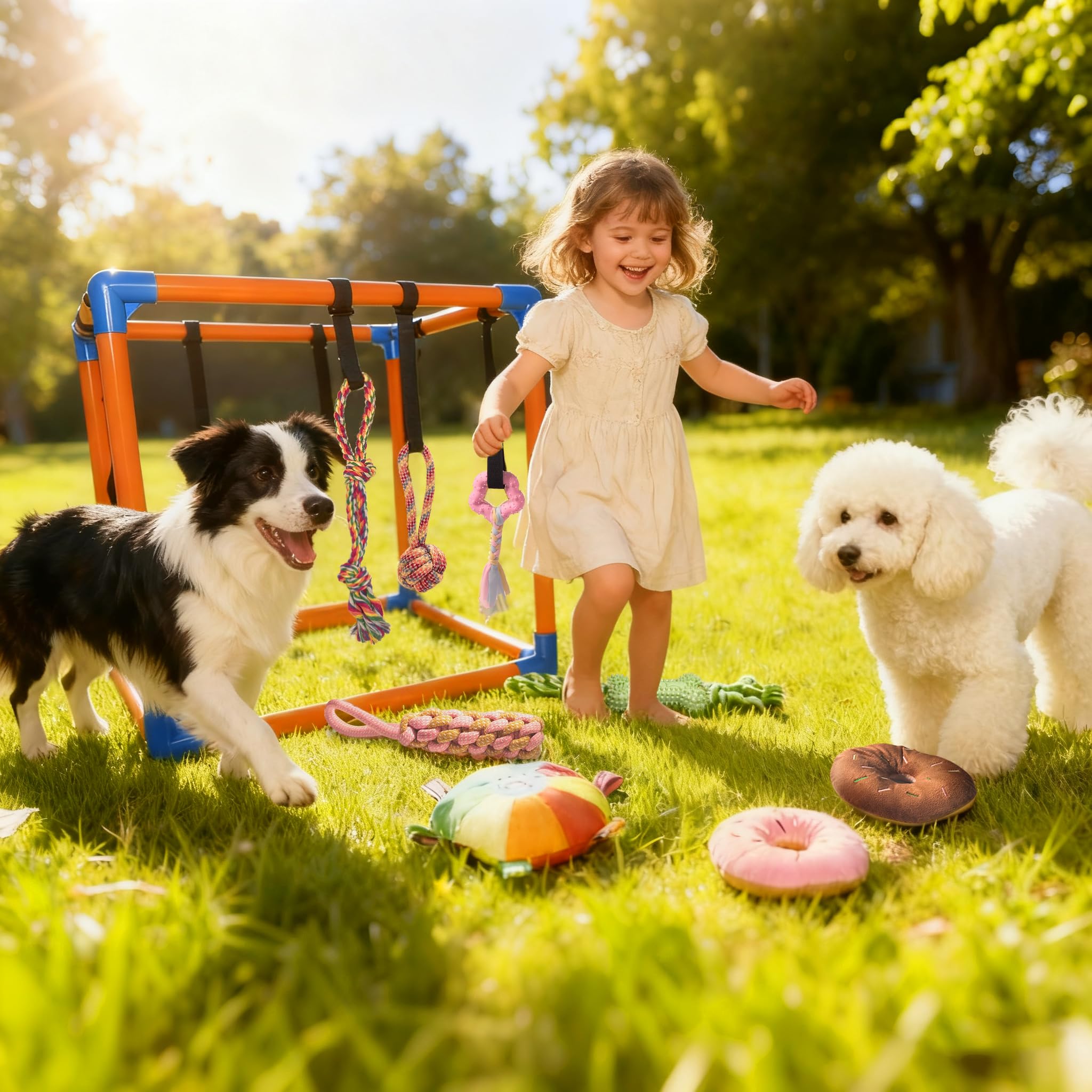 BASTIPETA Puppy Play Gym sensory-enrichment delivers multi-sensory play for curious puppies.
