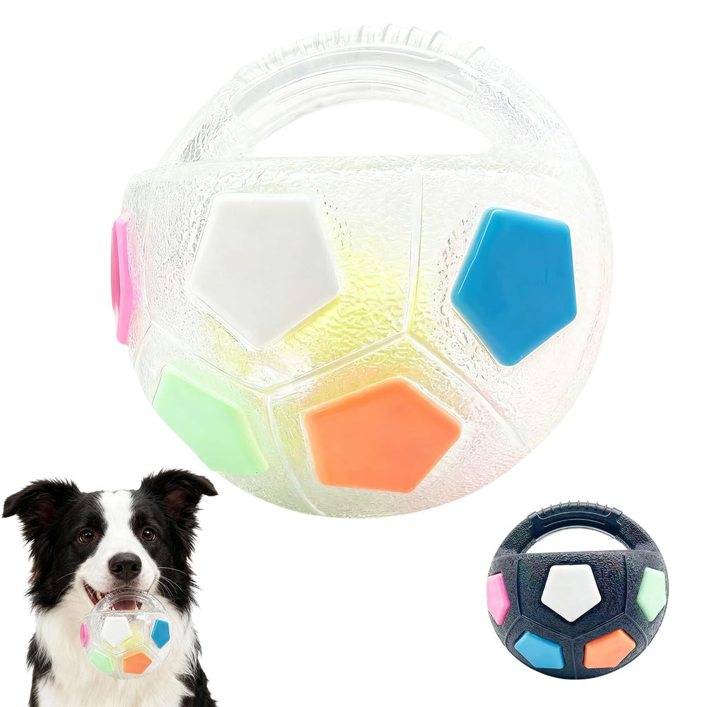 Baysea Mellow Dog Ball with Handle close-up showing easy-carry grip.