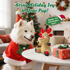 BBeary Christmas dog toy reindeer squeaker belly for interactive play