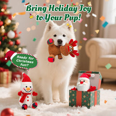BBeary Christmas reindeer toy with squeaker for interactive fetch.