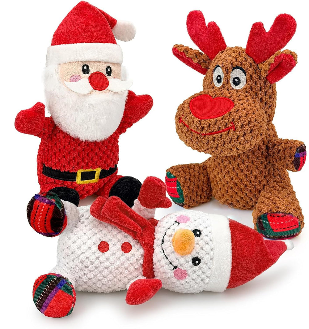 BBeary Christmas Santa toy, plush for gentle chewing and cuddly play.