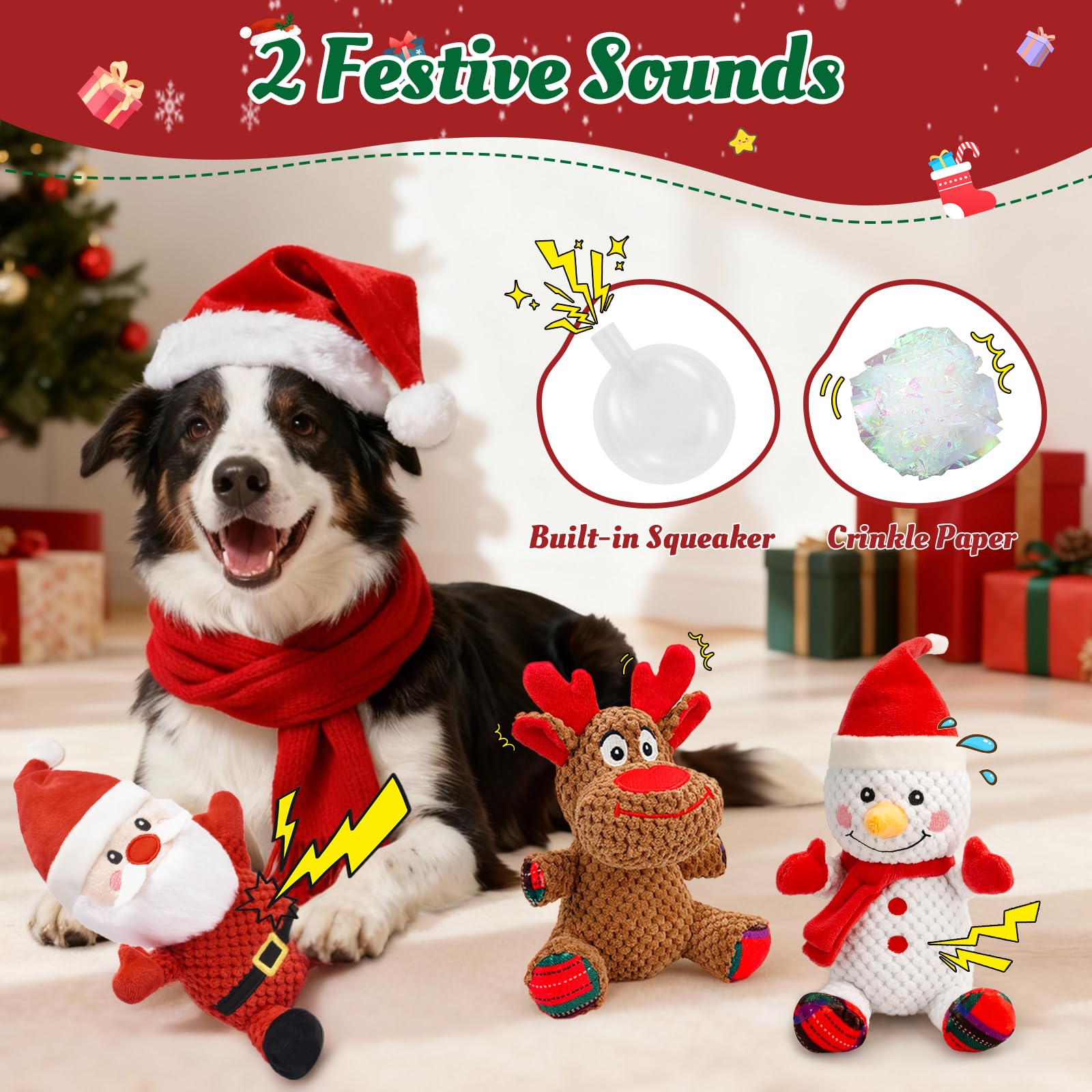 BBeary squeaker crinkle toy adds noisy excitement during play.