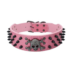 Bbmmayy leather dog collar with pink spikes offers adjustable fit for comfortable daily walks.