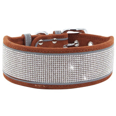 Bbmmayy rhinestone dog collar with soft suede for comfortable daily wear.