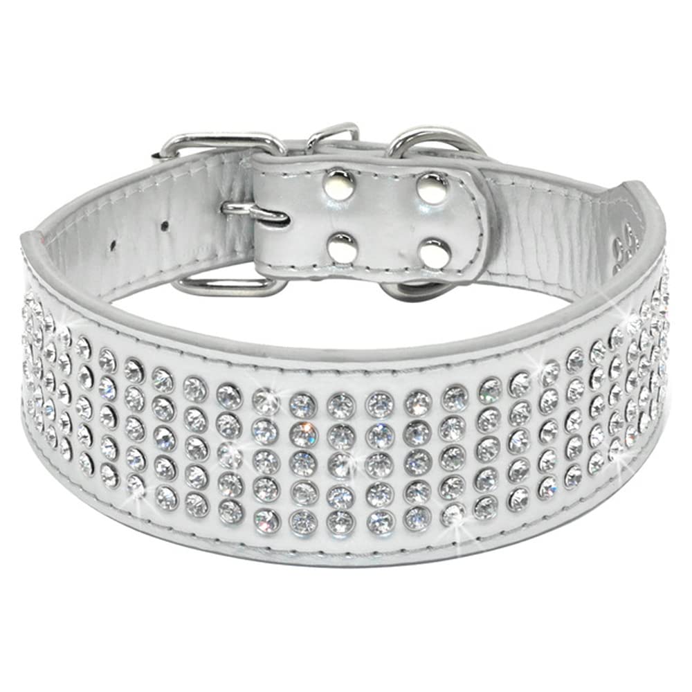 Bbmmayy rhinestones dog collar 2in wide highlights sparkling crystals for stylish daily wear.