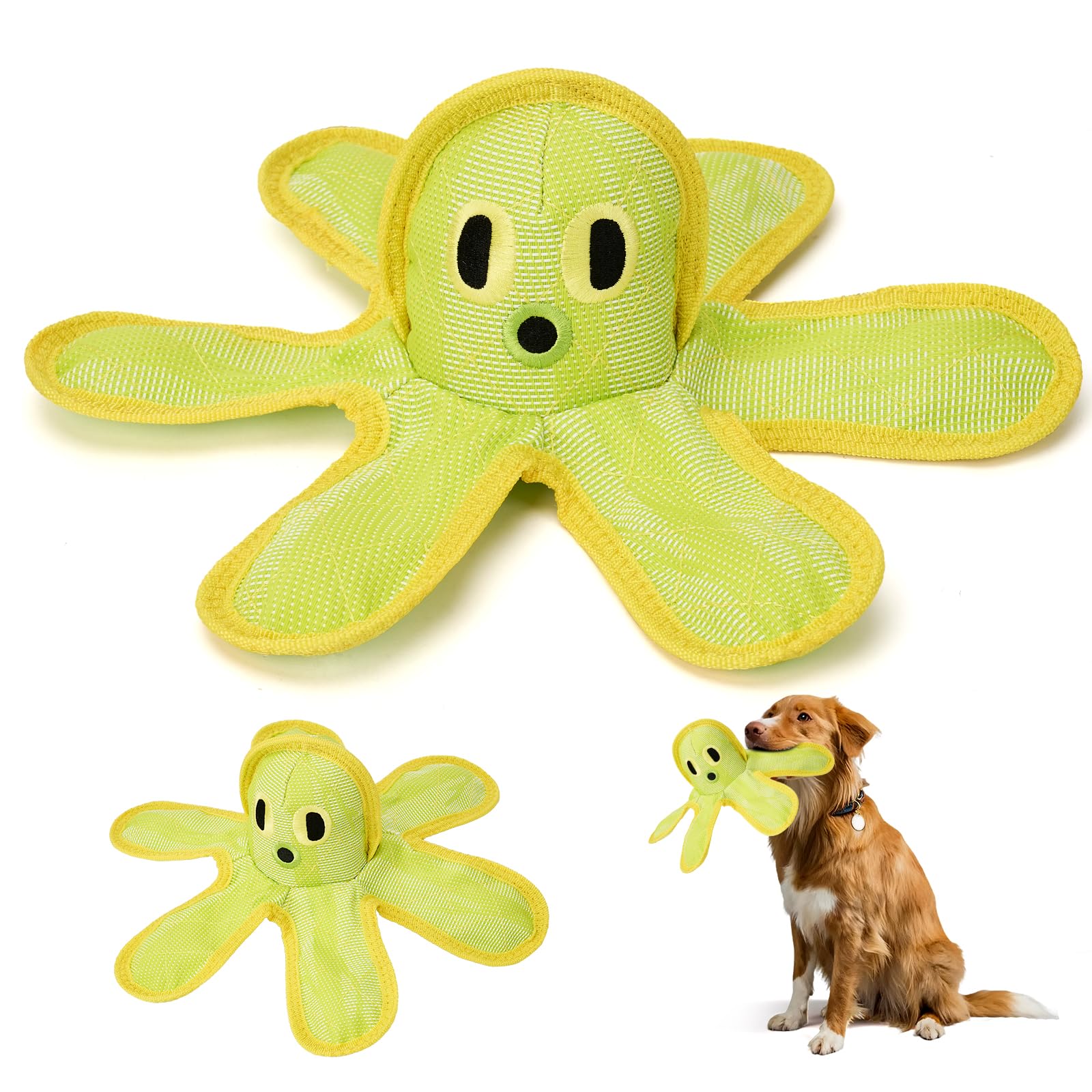 BBOM Octopus squeaky toy close-up showing bite-resistant mesh for tough chewers