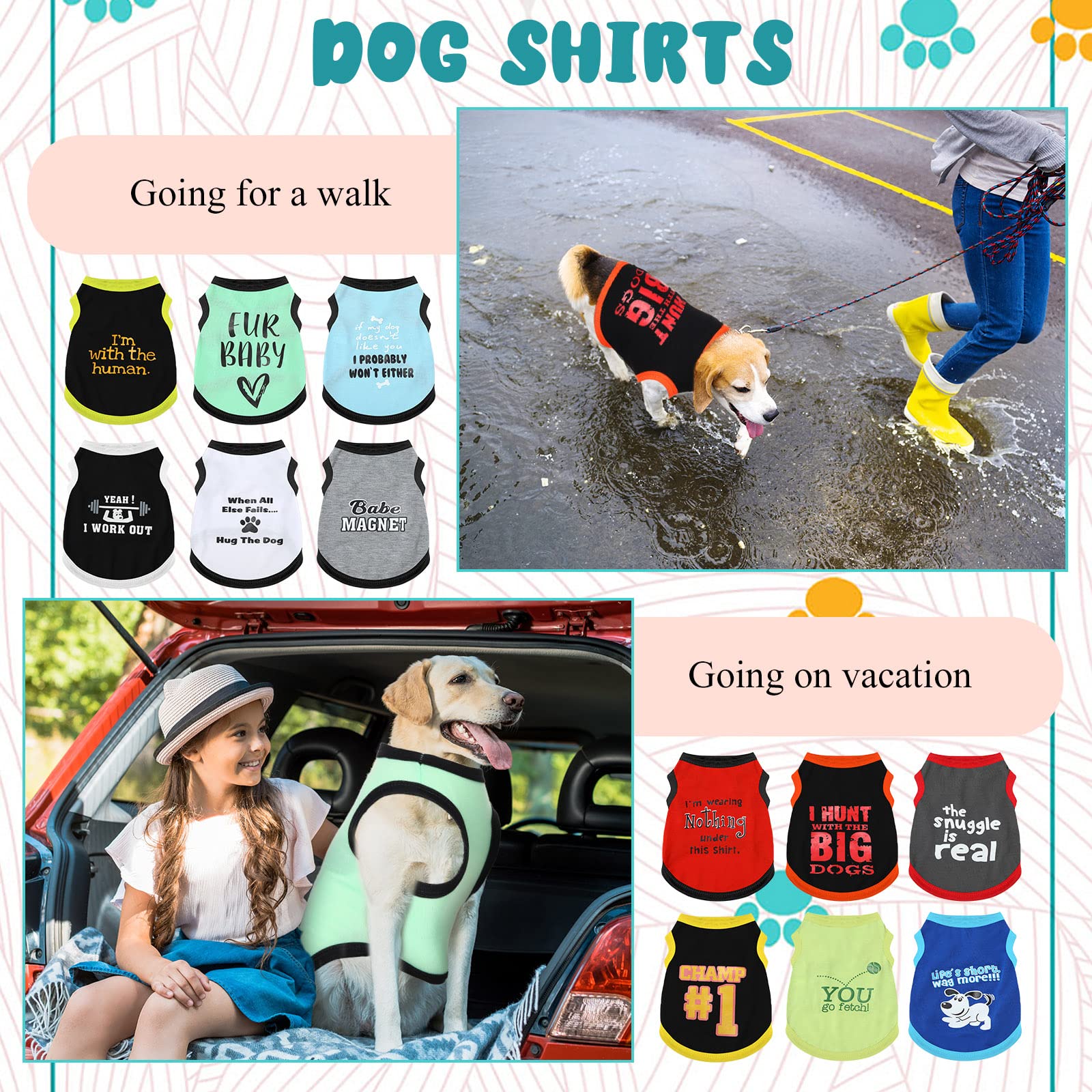 BBTO dog shirts size chart shows XS-XL range for comfy fit.