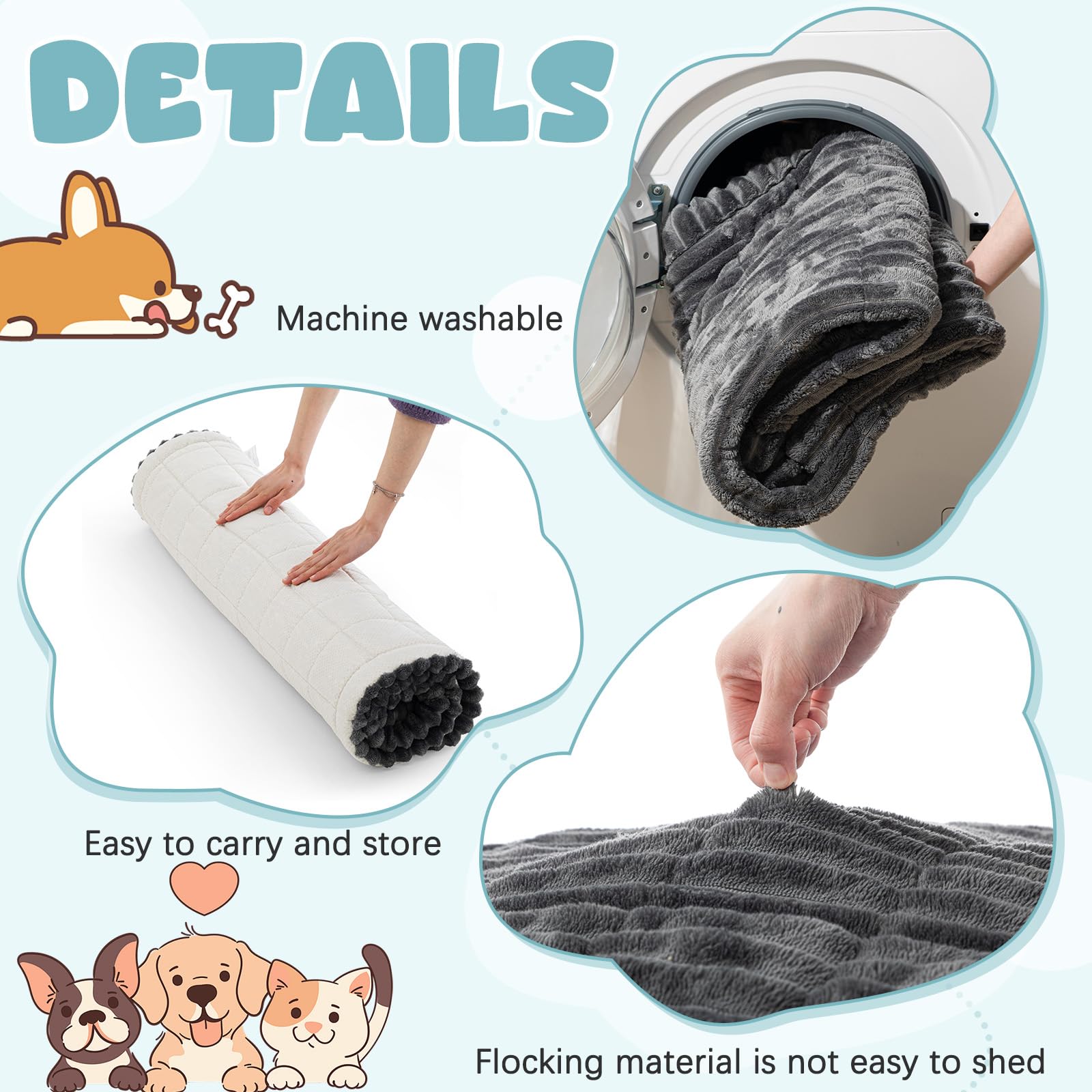 BBTO anti-slip bottom with stickers stabilizing the mat during driving