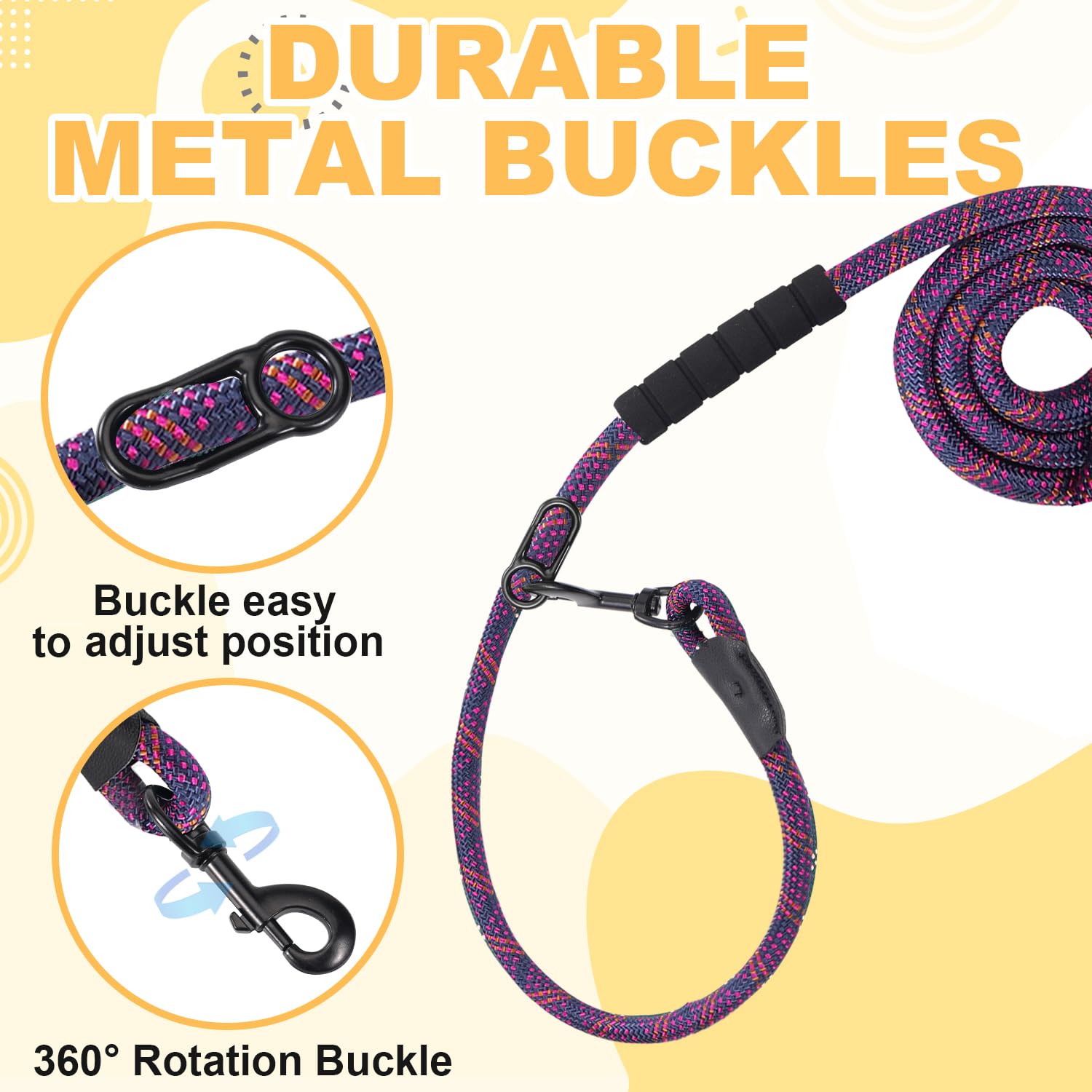 Bcadem versatile 7.5ft leash cross-body use keeps hands free during training sessions.