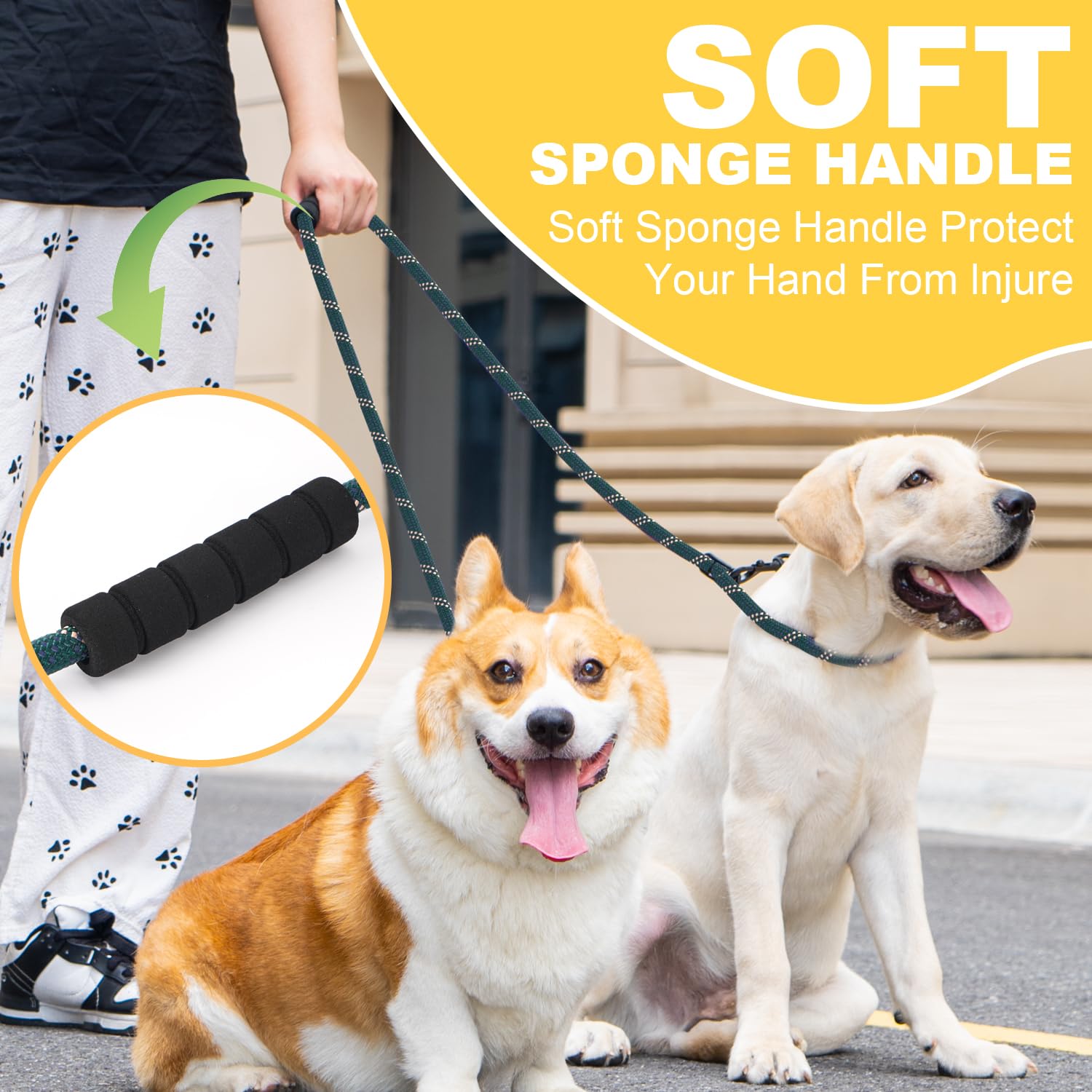 Bcadem versatile 7.5ft leash soft padded handle minimizes hand strain.