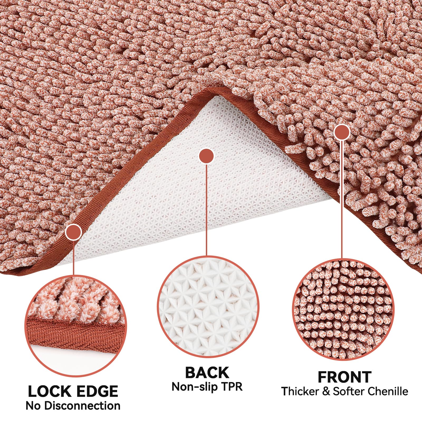 Bcoimo anti-slip backing keeps mat steady on tile and wood floors.