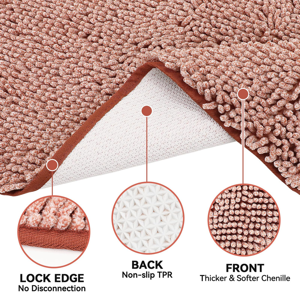 Bcoimo anti-slip backing keeps mat steady on tile and wood floors.