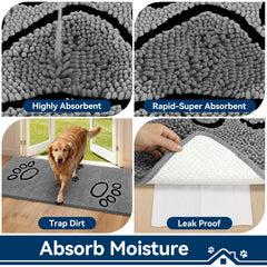 Durable Bcoimo dog mat resists paw scratches and trampling.