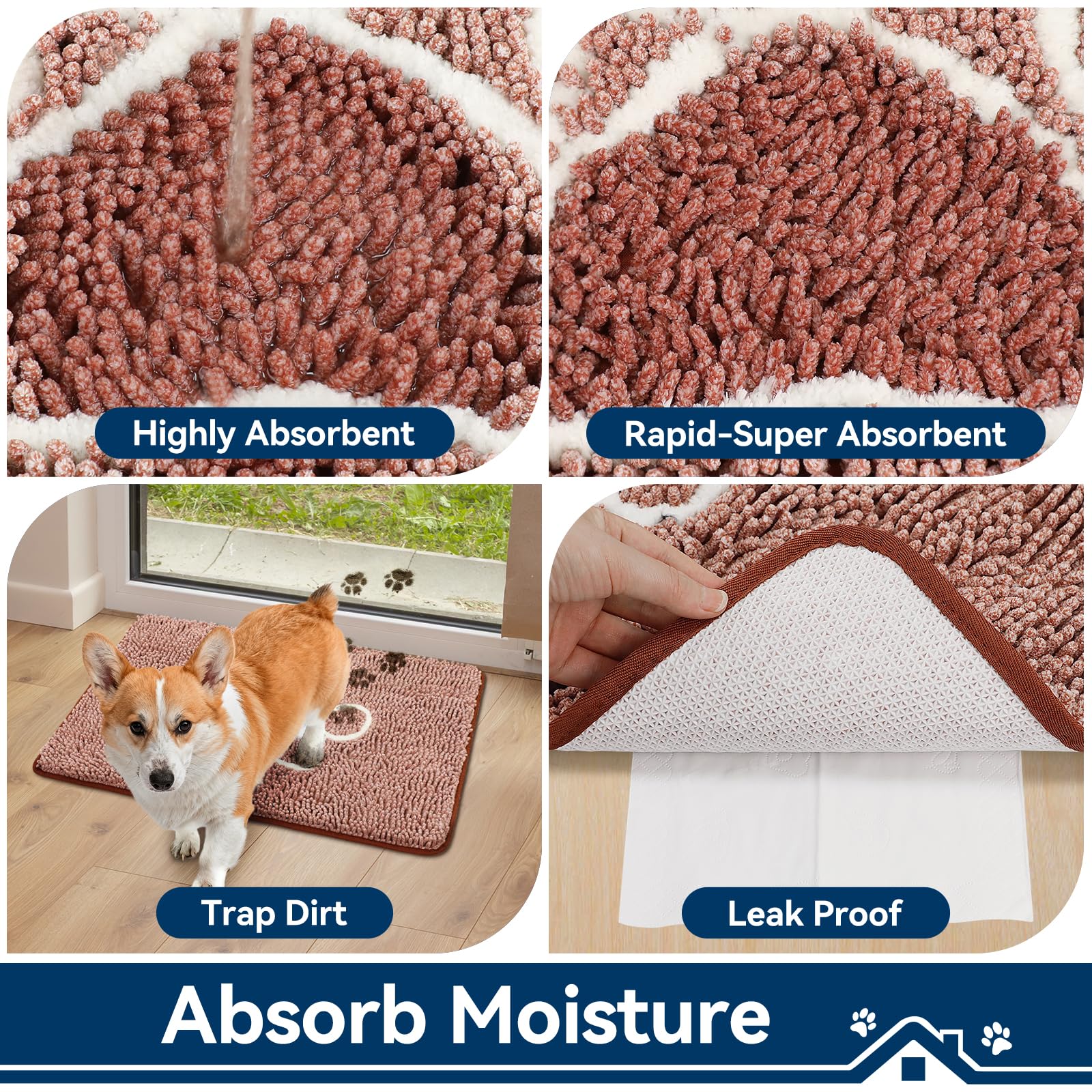 Bcoimo wash-ready mat machine-washable for quick cleanups after muddy paws.