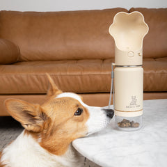 BEACHPUP dog water bottle cream 2-in-1 design saves space on hikes