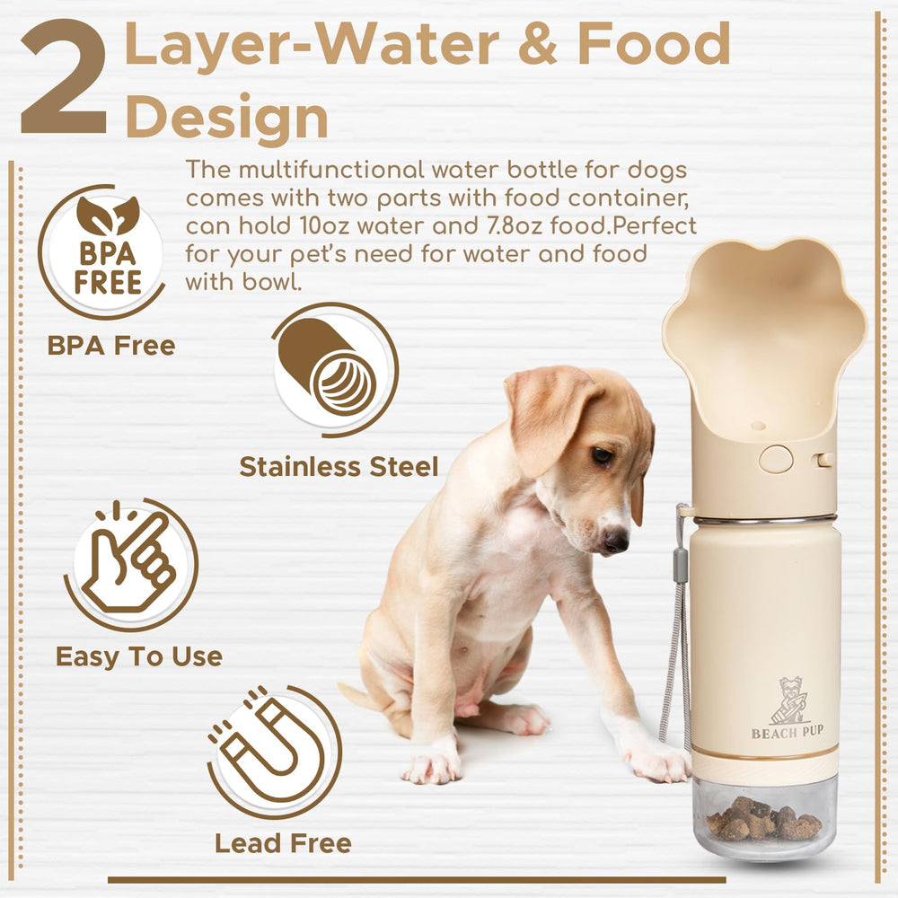 BEACHPUP dog water bottle cream double-wall insulation keeps drinks cold for hours