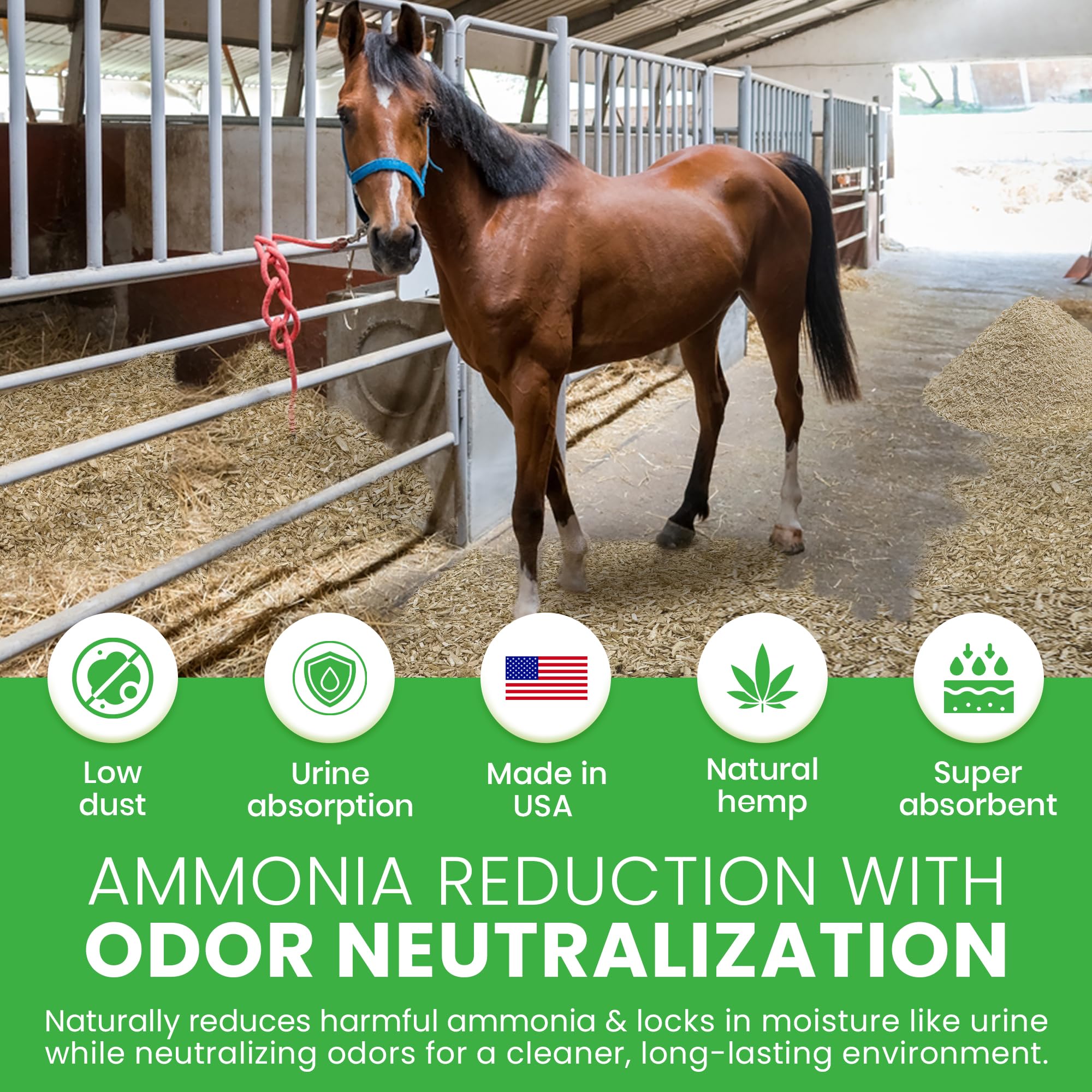 Bean Products hemp-animal-bedding-odor-control highlights odor sequestering in cages.