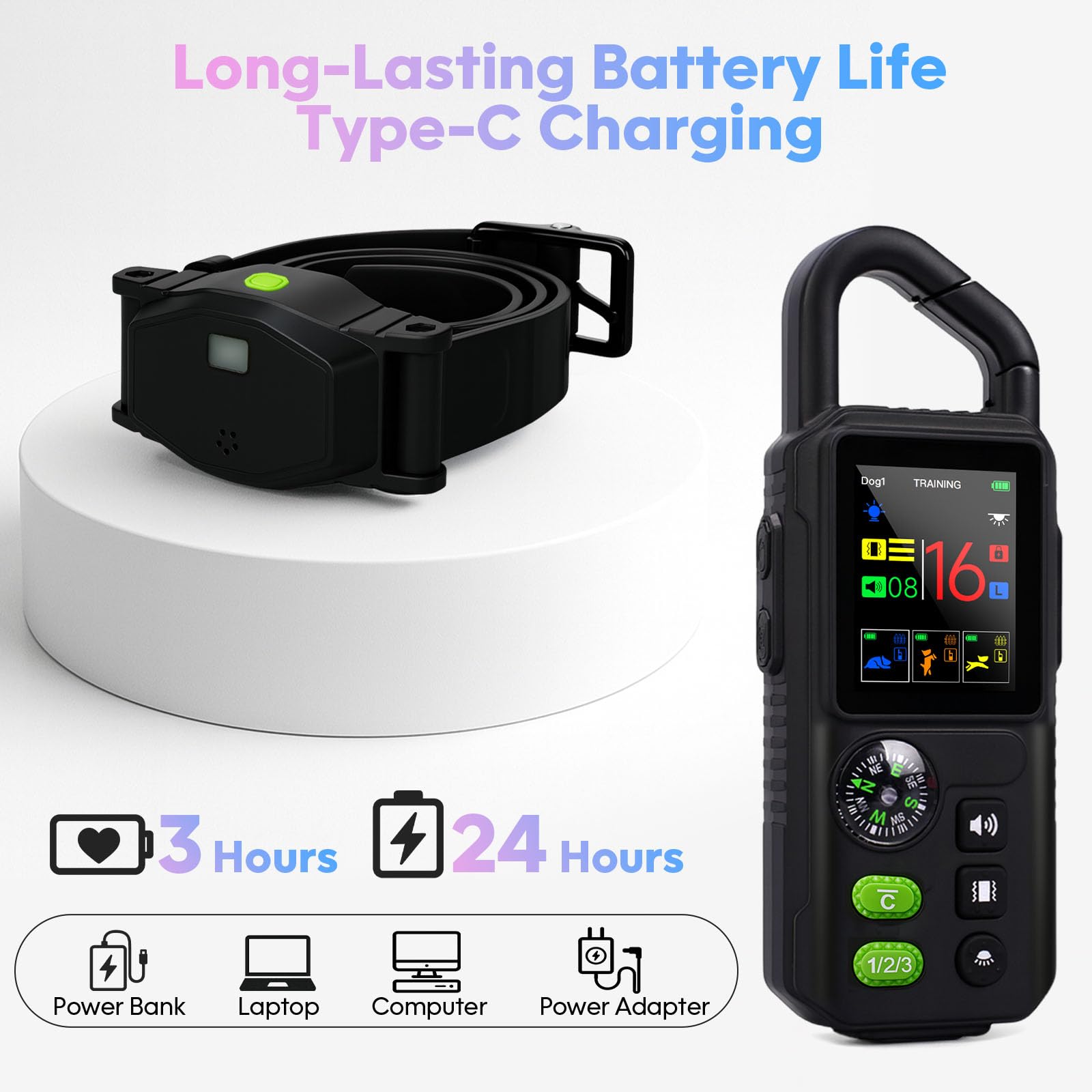 Beatails LED night-visibility image shows bright collar light for safety.
