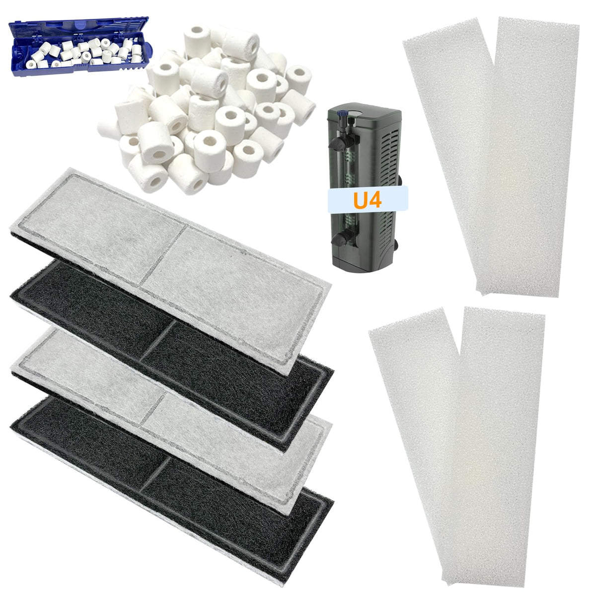 Beaufan foam pads 4pcs capture debris for clearer aquarium water.