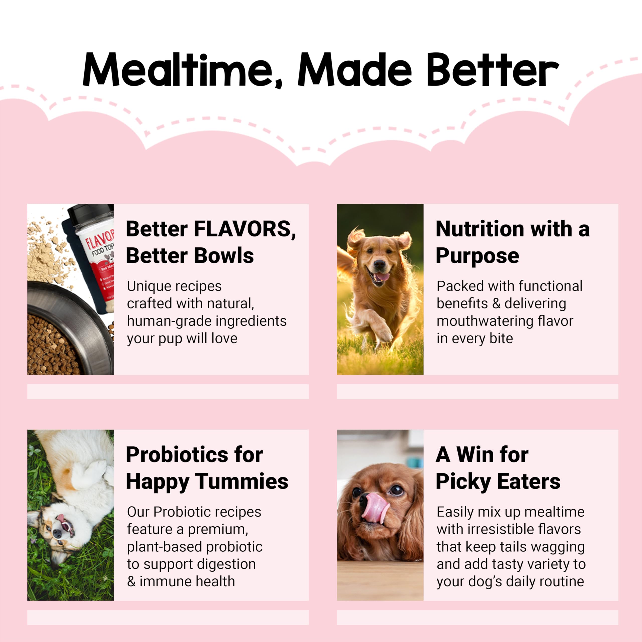 Beaumont Basics Flavors packaging shows USA-made quality for pet meals.