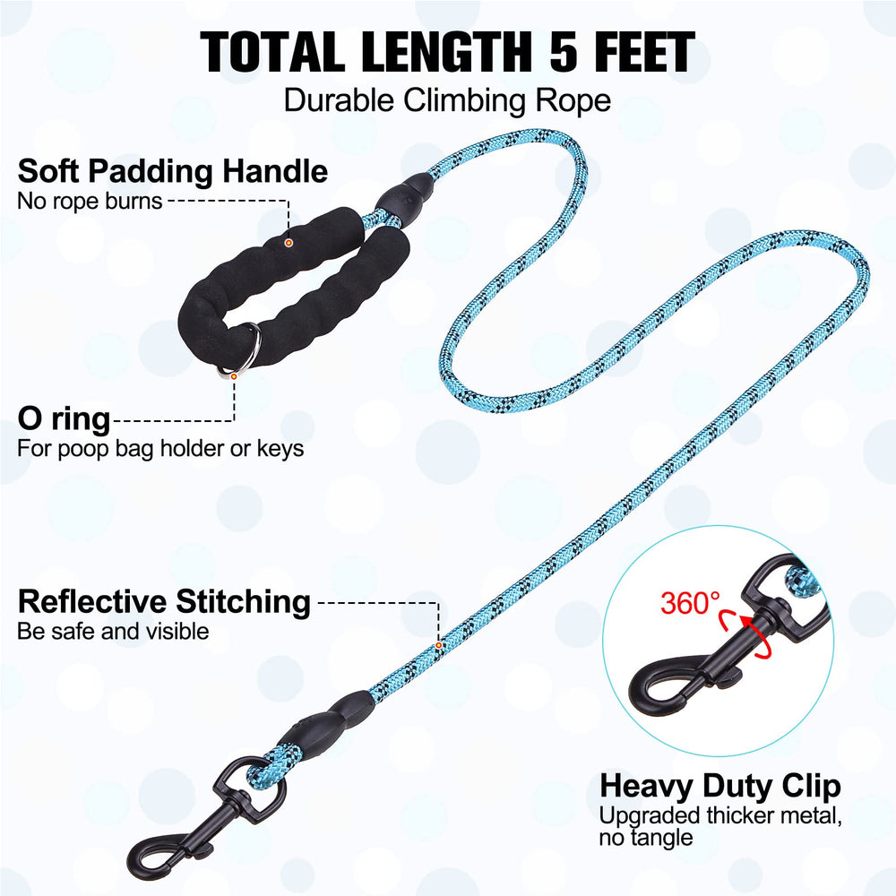 BEAUTYZOO 5ft reflective leash promotes safe, spacious leash manners.