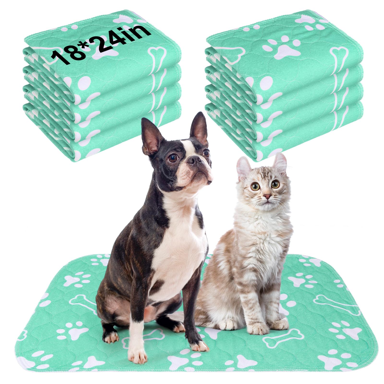 BEAUTYZOO 8-pack washable pee pads shown flat, ideal for potty training and reusable protection.