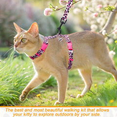 BEAUTYZOO adjustable cat harness highlights neck and chest fit for secure walks.