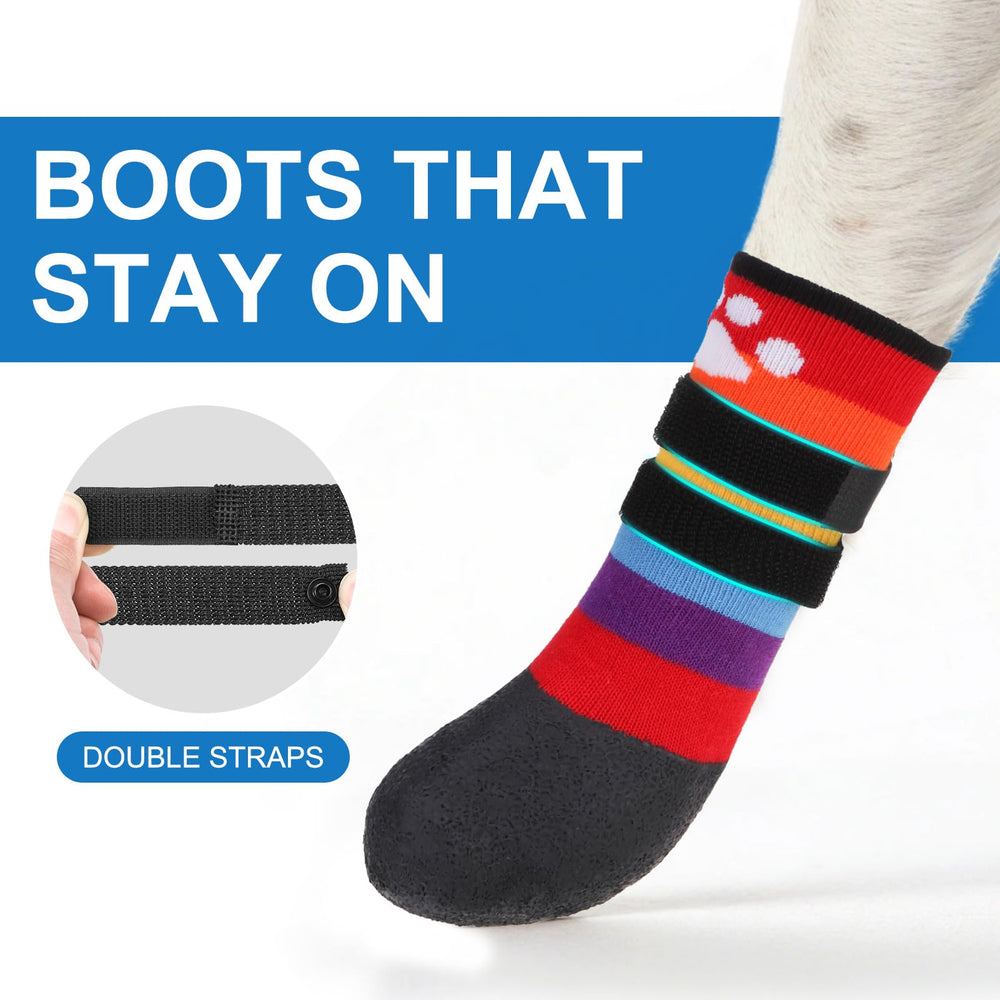 BEAUTYZOO adjustable strap dog socks stay securely on for extended wear.