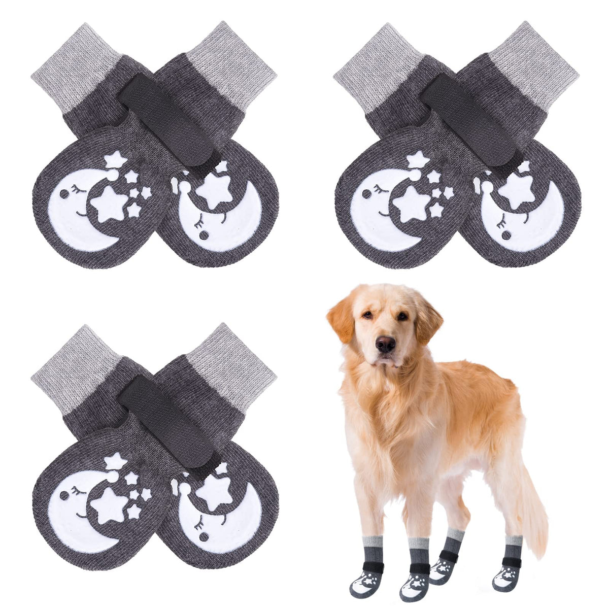 BEAUTYZOO anti-slip dog socks on a paw show improved traction on hardwood floors