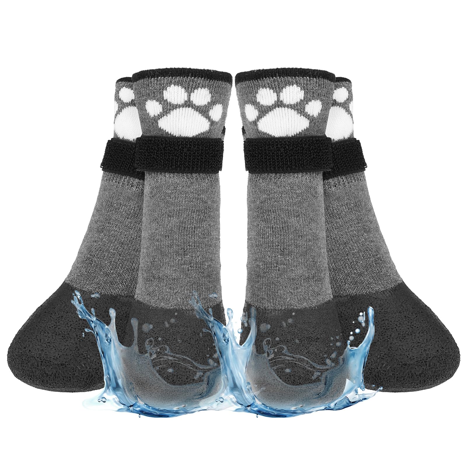 BEAUTYZOO anti-slip dog socks on wood floor showing indoor grip