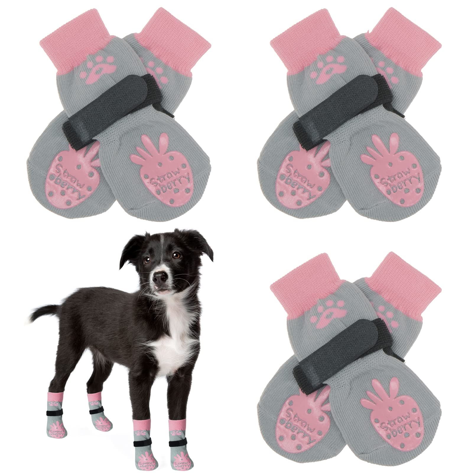 BEAUTYZOO anti-slip dog socks provide paw protection with enhanced floor grip for hardwood surfaces.