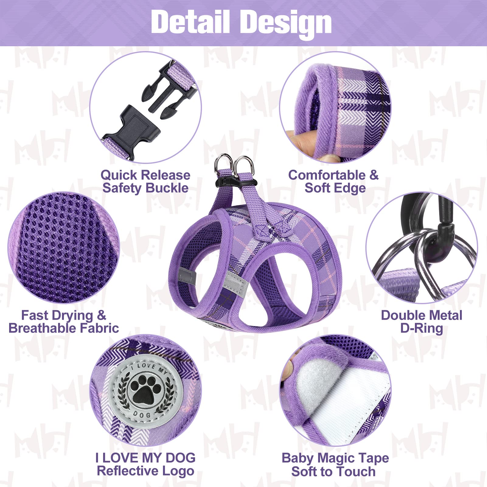 BEAUTYZOO breathable-mesh-plaid harness keeps pets cool and comfy.