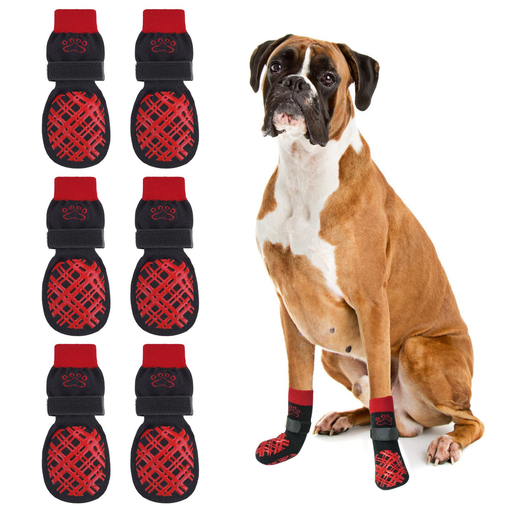 BEAUTYZOO calcetines antideslizantes para perros con agarre doble que protegen suelos.