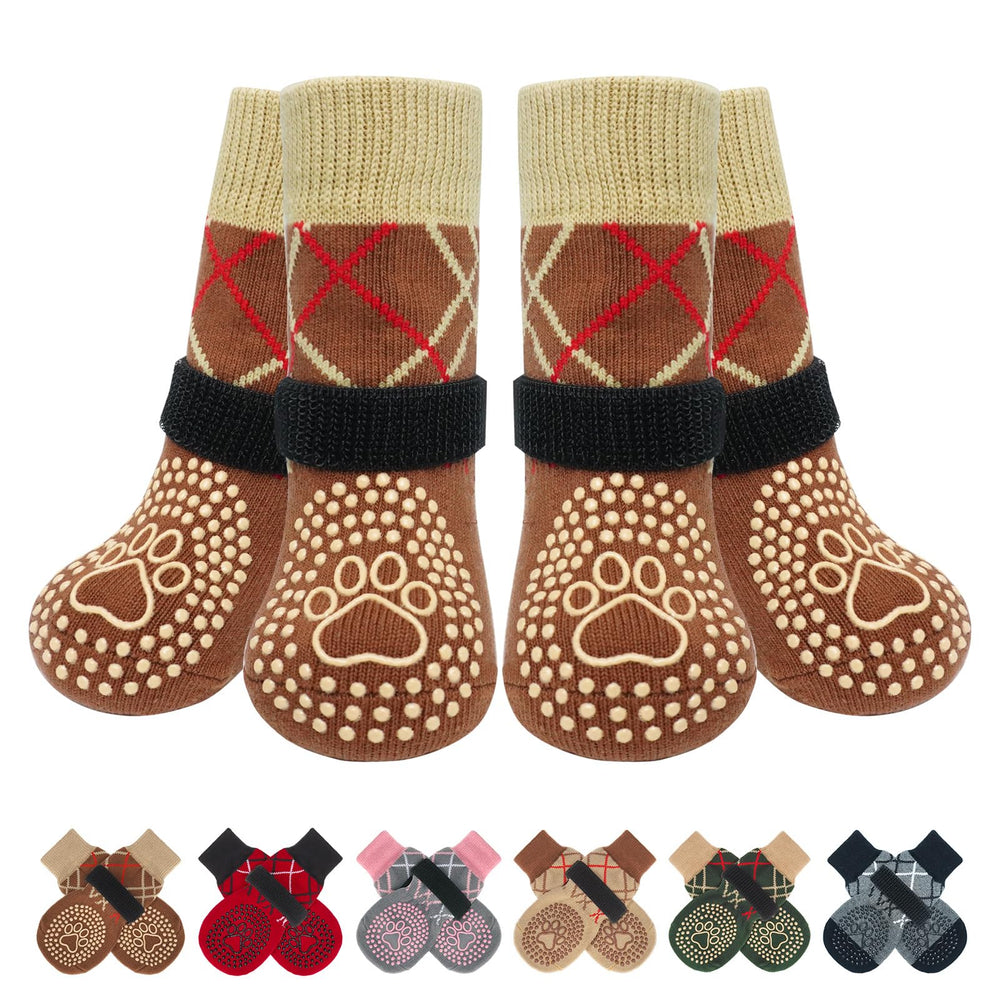 BEAUTYZOO calcetines-perro-antideslizantes-patas brindan agarre seguro en suelos resbaladizos.