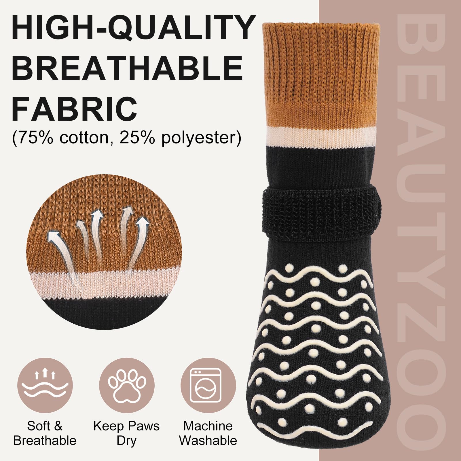 Beautyzoo calcetines con puntos adhesivos para mayor tracción.