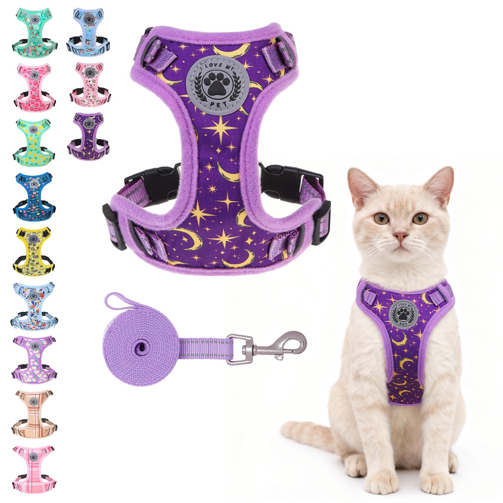 BEAUTYZOO Cat Harness two-buckle chest for easy on/off during daily walks.