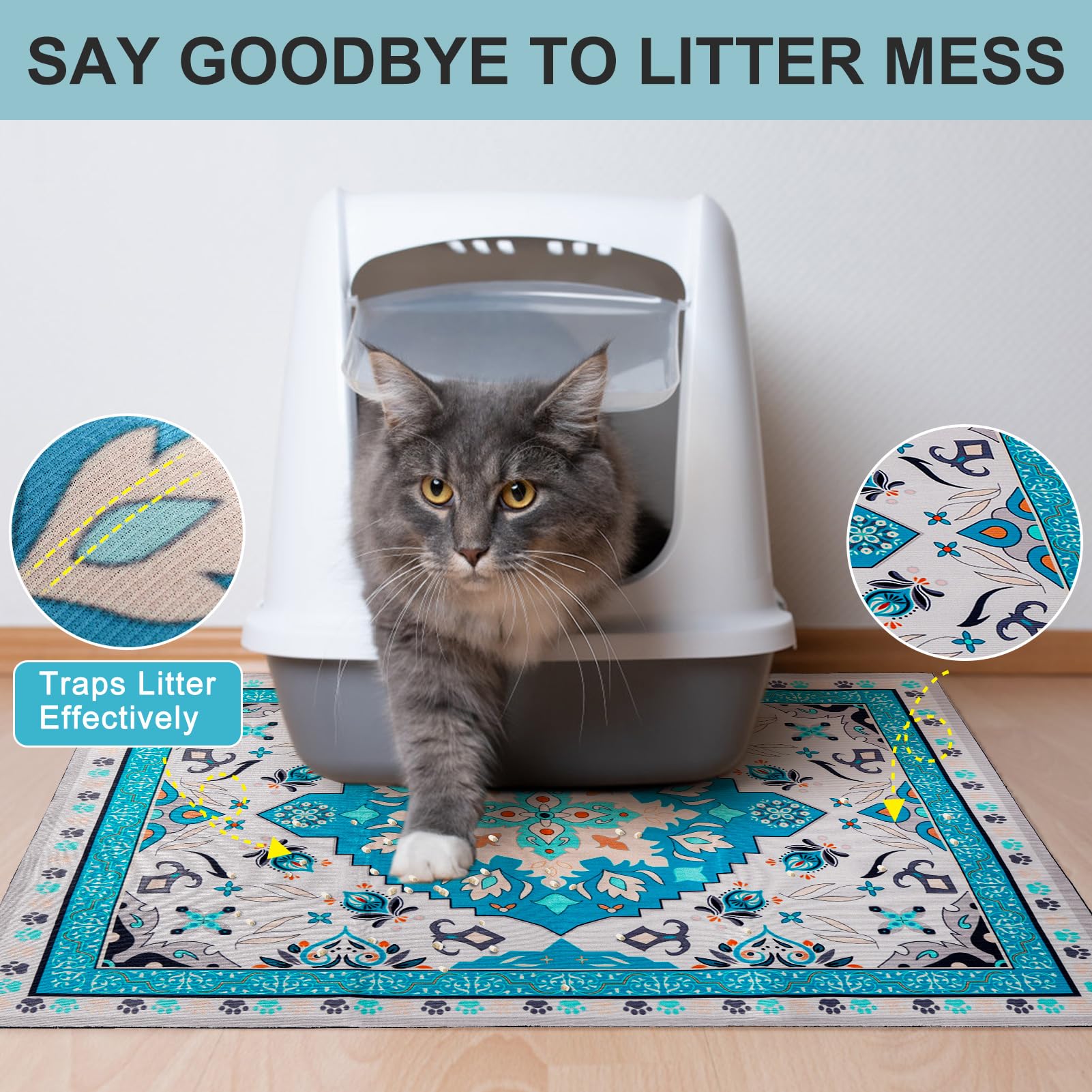 BEAUTYZOO Cat Litter Mat velvet texture closeup highlights soft paw-friendly surface