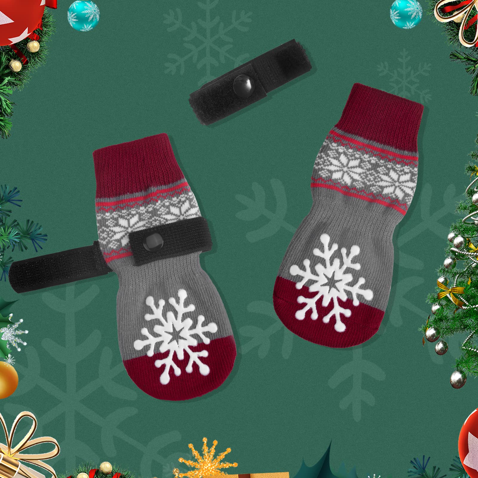 BEAUTYZOO dog booties with anti-slip grip protect floors during indoor activities.