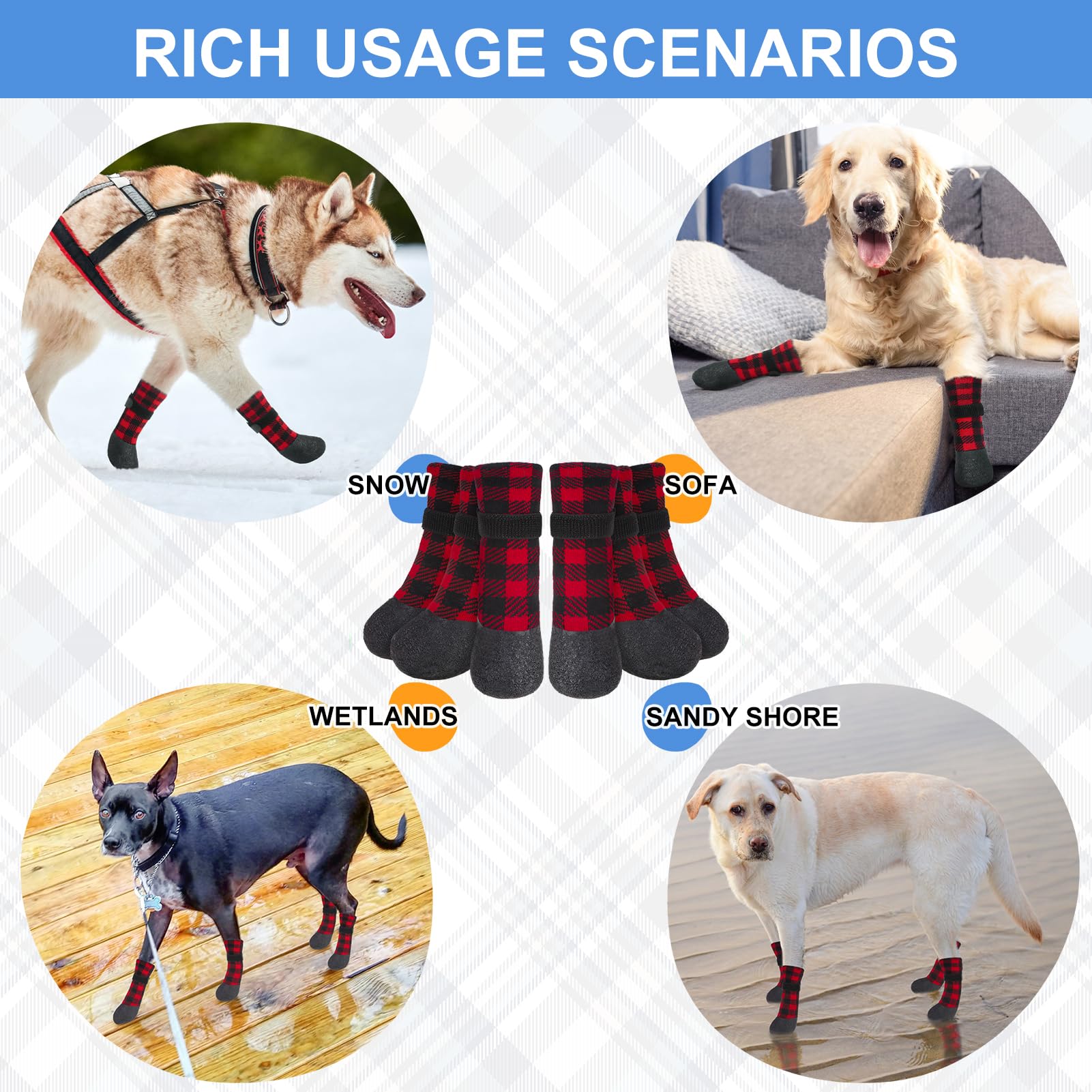 BEAUTYZOO dog boots placed on a wooden floor showing slip resistance