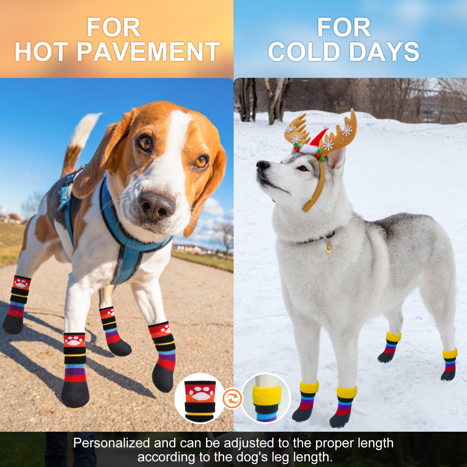 BEAUTYZOO dog boots for outdoor walks shield paws in rain and snow.
