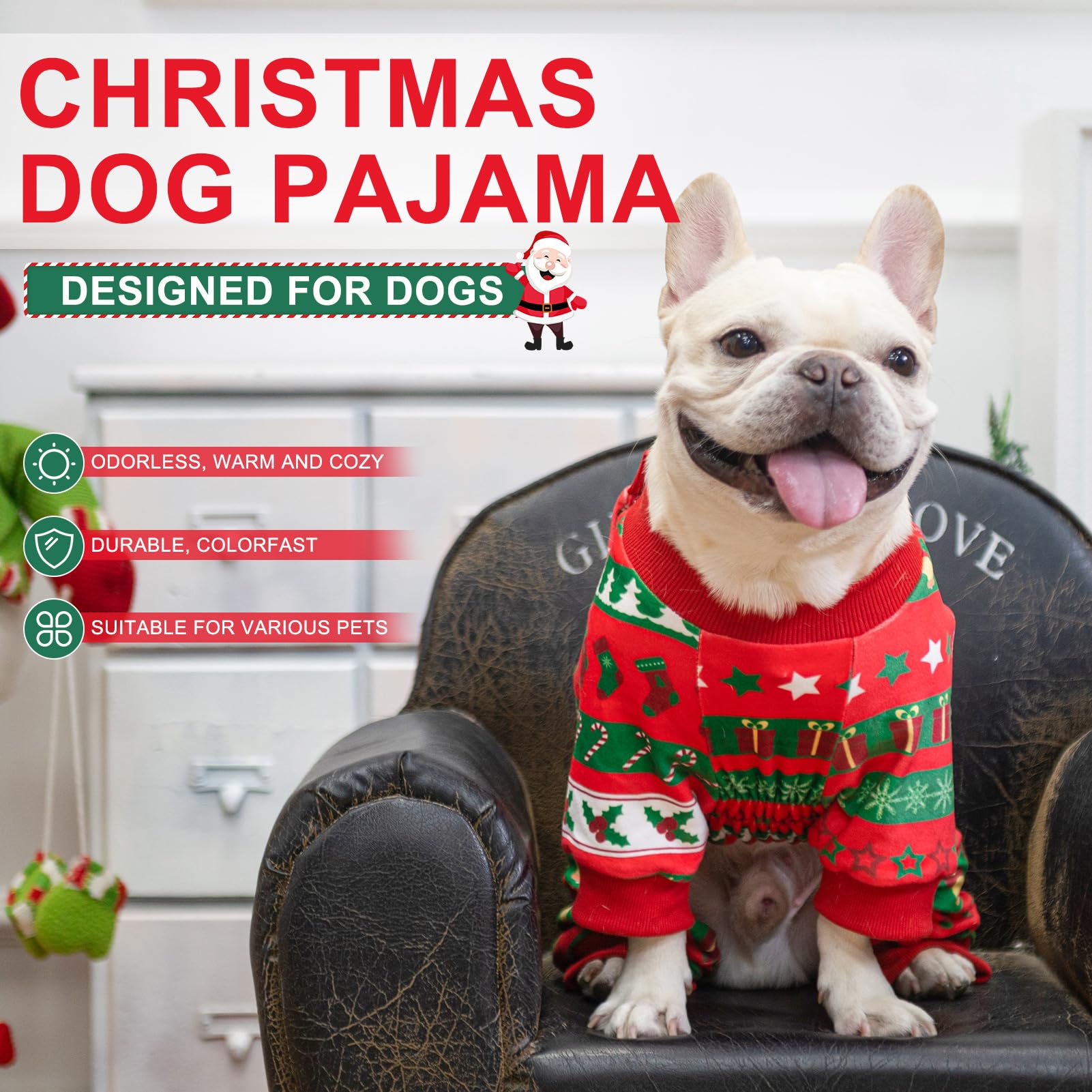 BEAUTYZOO dog christmas pajamas crystal velvet fabric feels soft and insulating